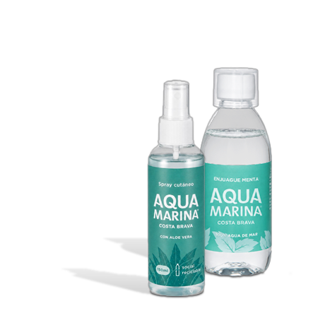 AQUA MARINA ENJUAGUE 250 ML HIPERTÓNICA MENTA + SPRAY 150 ML ALOE-MAR